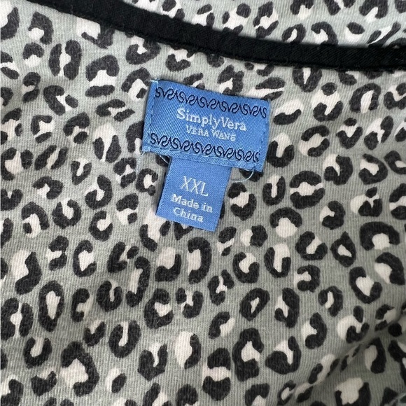 Simply Vera pajamas size XXL gray leopard print 2 piece long sleeve 2X plus size - Picture 5 of 6